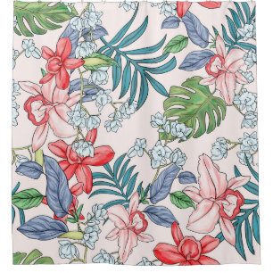 Cortina Para Box Colorir a selva tropical sem costura Impressão