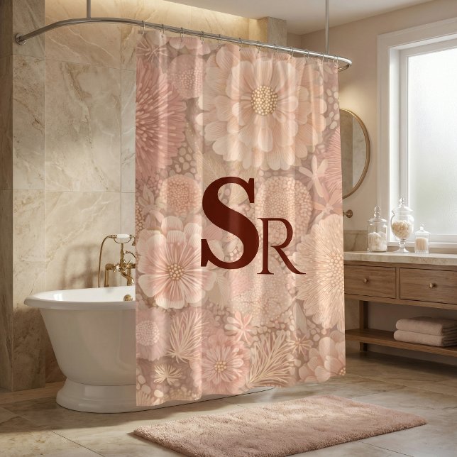 Cortina Para Box Colourful pastel floral Shower Curtain (Criador carregado)