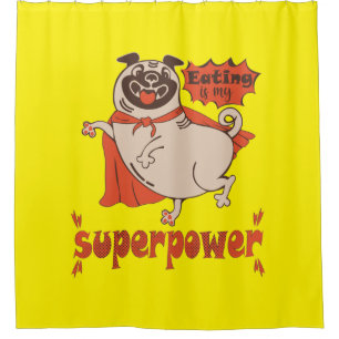 Cortina Para Box Comer é o meu super poder, estilo cômico de manto 
