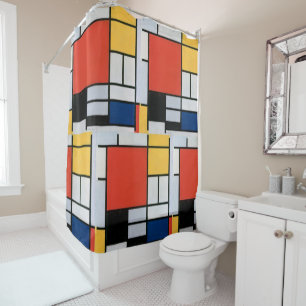 Cortina Para Box Composição Abstrata Vintage por Piet Mondrian