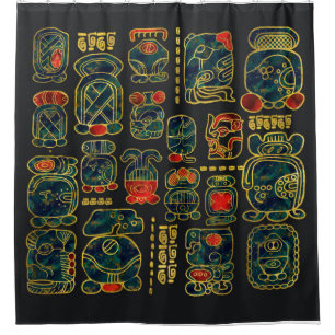 Cortina Para Box Composição dos Glyphs do calendário do Maya