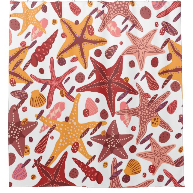 Cortina Para Box Conchas de Starfish: Padrão do Mar Escandinavo (Frente)