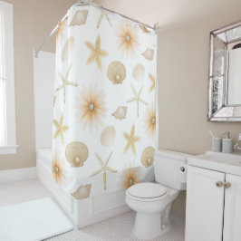 Cortina Para Box Conchas e Flores de Peach Beach Estilo Glam Modern