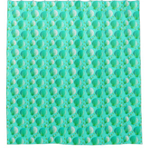 Cortina Para Box Conchas marinhas verdes em aqua