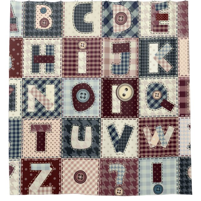 Cortina Para Box Conjunto de letras alfabéticas no estilo de patch. (Frente)