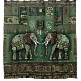 Cortina Para Box Contemporary African Elephants - Stylish Geen