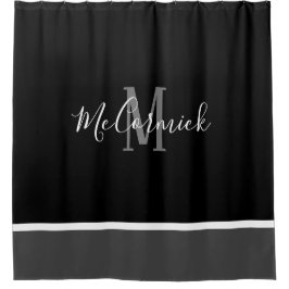 Cortina Para Box Cor Branca Negra Moderna E Nome Do Monograma Com C