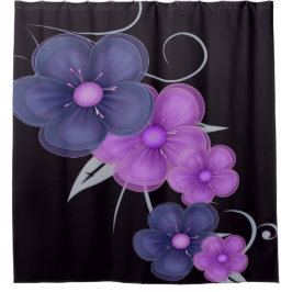 Cortina Para Box cor d'água preto púrpura floral