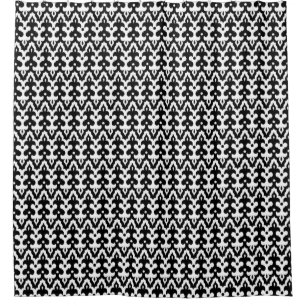Cortina Para Box Cor damasco Ikat marroquina, preto e branco