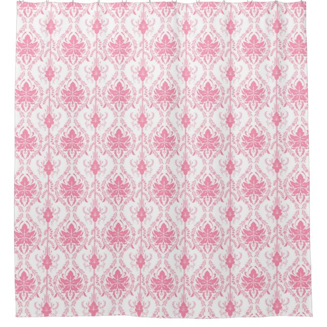 Cortina Para Box cor damasco rosa branca (Frente)