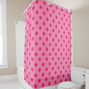 Cortina Para Box Cor-de-rosa quente no Design de padrão Bolinhas co
