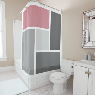 Cortina Para Box Cor Moderna Bloquear Cinza Rosa Cinzenta Mosaica B