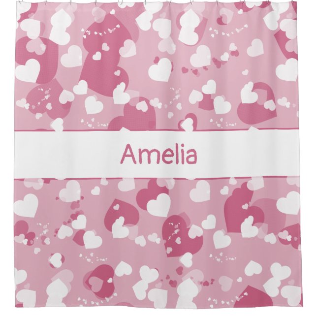 Cortina Para Box Coração de Amor Rosa Personalizado (Frente)