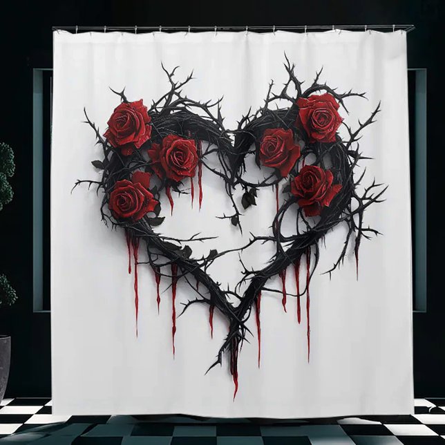 Cortina Para Box Coração de Cornos e Rosas (Criador carregado)