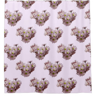 Cortina Para Box Coração de Crisântemo Margarida Rosa