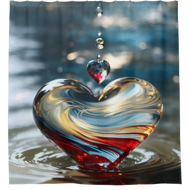 Cortina Para Box "Coração Místico de Água e Reflexão Sunset" (Frente)