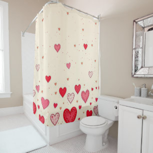 Cortina Para Box Corações de Amor - Cortinas de Banheiro