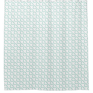 Cortina Para Box Corações desenhados à mão azul-turquesa-azul-azul-