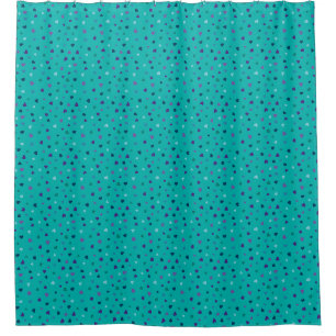 Cortina Para Box Corações Pequenos, Roxo, Azul Turquesa, Azul sobre