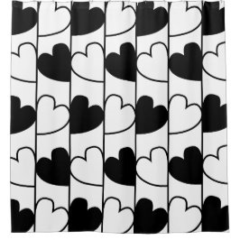 Cortina Para Box Corações Pretos e Brancos