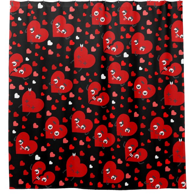 Cortina Para Box corações quebrados amam namorados vermelhos (Frente)