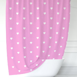 Cortina Para Box Corações Rosa e Branco