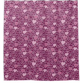 Cortina Para Box Corações Rosa e Roxo