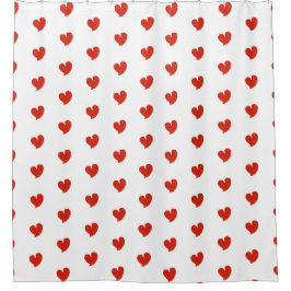 Cortina Para Box Corações Sinceros - Vermelho e Branco -