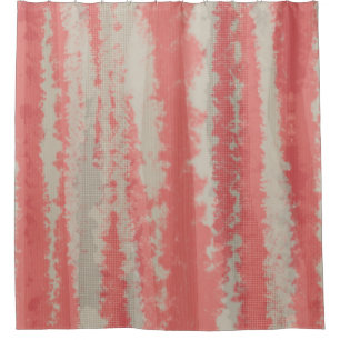 Cortina Para Box Coral e Khaki Abstrato Tie Dye