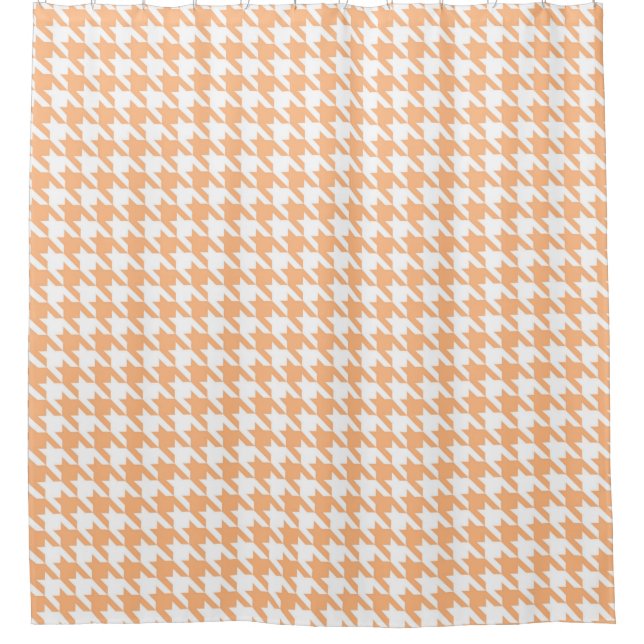 Cortina Para Box Coral e Padrão Branco de Houndstooth (Frente)