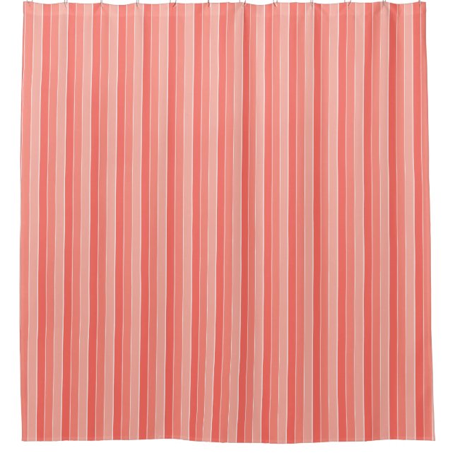 Cortina Para Box Coral Red Pink Stripes (Frente)
