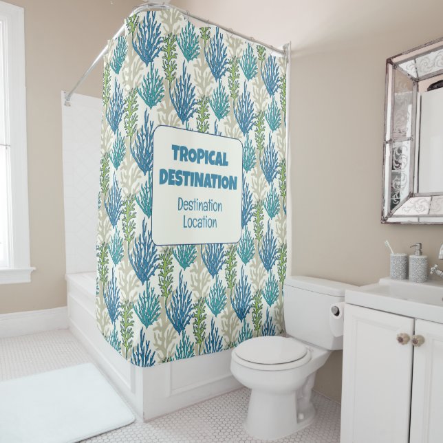 Cortina Para Box Coral Seaweeds texto personalizado (In Situ)