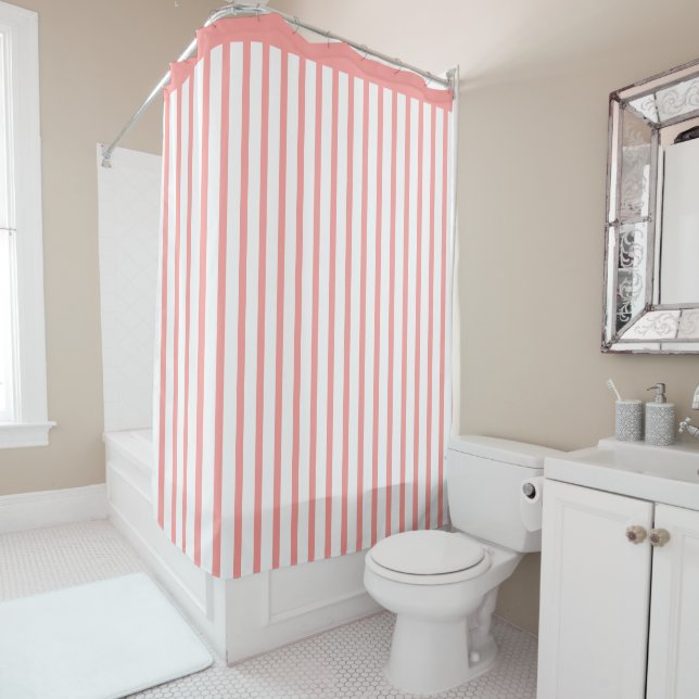 Cortina Para Box Coral Stripe Com Branco (In Situ)