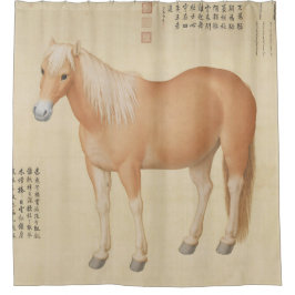Cortina Para Box Corcel Palomino Dourado - Arte Chinesa Vintage
