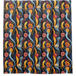 Cortina Para Box Cores Brilhantes Selvagens Funky Padrão Hippie