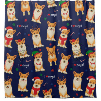 Cortina Para Box Corgis Christmas: Festivo Vintage Patterno