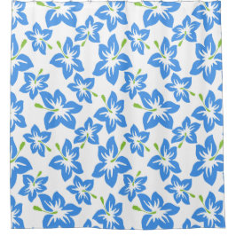 Cortina Para Box Cortina Chá de Hibiscus Azul Tropical