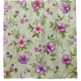 Cortina Para Box "Cortina de Banho Floral Roxo Lavanda Vintage"