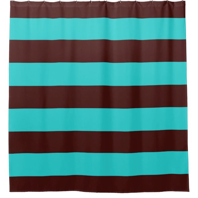 Cortina Para Box Cortina de chá Brown e Aqua Stripes (Frente)