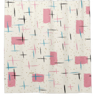 Cortina Para Box Cortina de chá cor-de-rosa atômica retro do teste