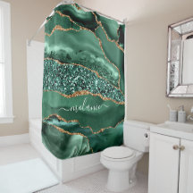 Cortina de Chá de Mármore Verde Dourado com Glitte