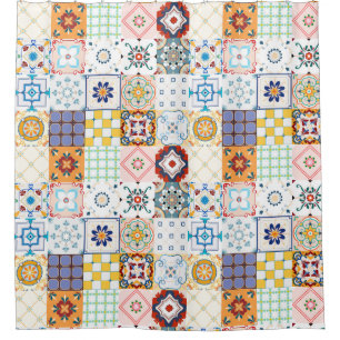 Cortina Para Box Cortina de Chá de padrão de Azulejo marroquino