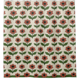 Cortina Para Box Cortina de Chá de Padrão de Margarida Vermelha Ret