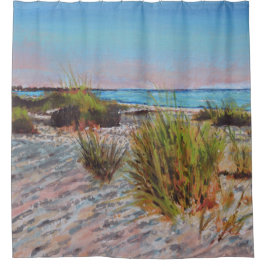 Cortina Para Box Cortina de Chá de Pintura Costeira de Praia