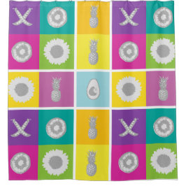 Cortina Para Box Cortina de Chá de Quadrados de Bloco de Cores Repr