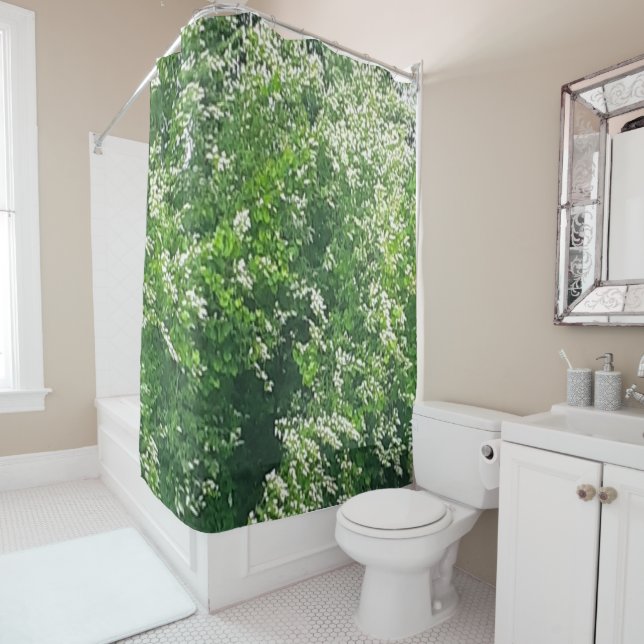 Cortina Para Box Cortina de Chá Floral Branco (In Situ)