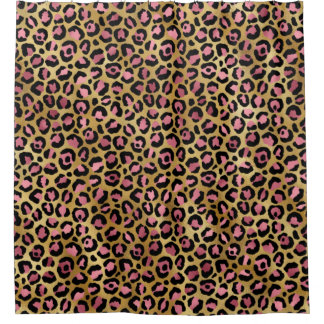 Cortina Para Box Cortina de Chá-padrão-leopardo-rosa-frio