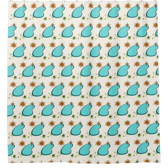 Cortina Para Box Cortina de Chá Retro Atomic Boomerang & Starburst (Frente)