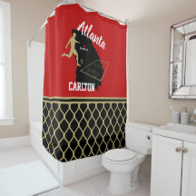 Cortina de chuveiro de futebol Atlanta Dark Red e