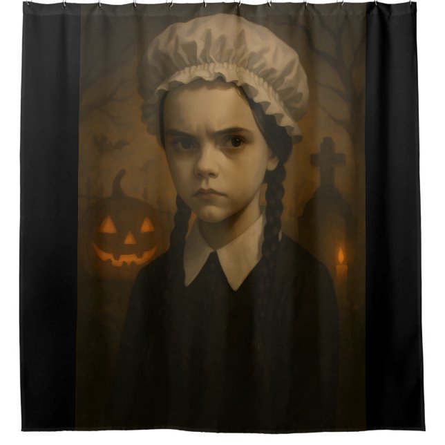 Cortina Para Box Cortina de ducha Halloween: Wednesday Addams  (Frente)